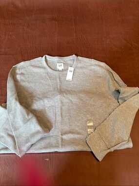 GAP Light Heather Gray Waffle Crewneck
